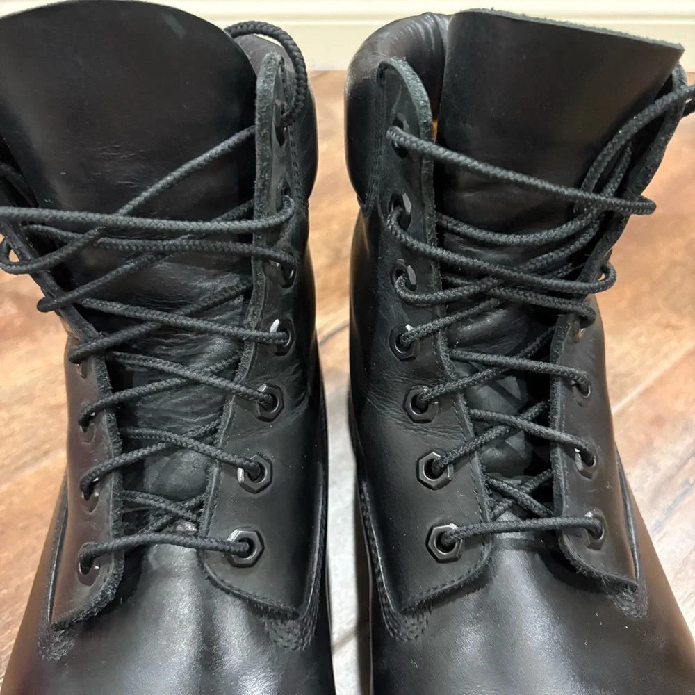 Timberland Black Leather 6-Inch Premium Boots Men’s 12W Wide - Picture 5 of 15